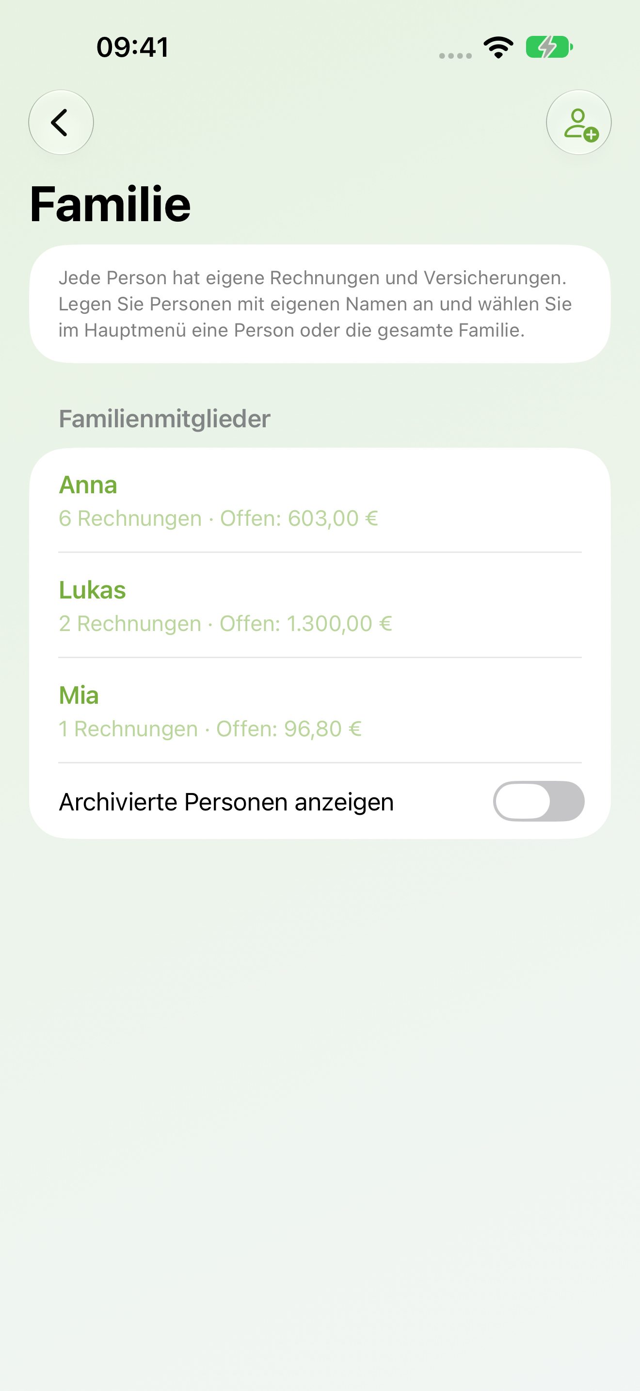 Individual settings for each family member